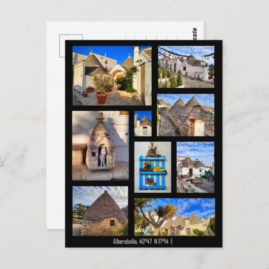 Bindend Alberobello, collage Briefkaart (Voorkant / Achterkant)