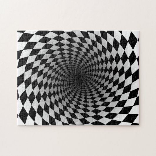 Bindend zwart en witte optische illusie legpuzzel (Horizontaal)