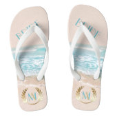 Bindende bride FlipFlops | Modern monogram strand Teenslippers (Voetbed)
