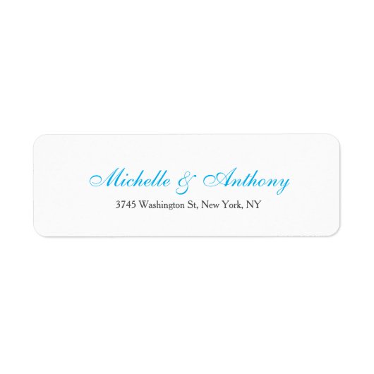 Bindende Elegant Script Creative Sky Blue White Etiket (Voorkant)