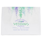 Bindende groene paarse bloemen dank je cadeautas (Voorkant)