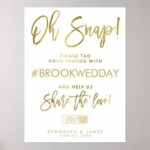 Bindende hashtag Gold en wit Poster
