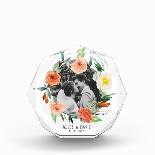 Bindende herinneringen Waterverf Floral Wreath Nam Fotoblokken (Voorkant)