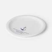 Bindende nautische ankermarine blauw en wit papieren bordje (Gekanteld)