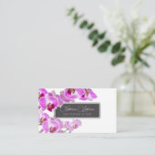 Bindende orchidee-bloemmonogram QR-code Visitekaartje (Staand voorkant)