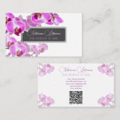 Bindende orchidee-bloemmonogram QR-code Visitekaartje (Voorkant / Achterkant)