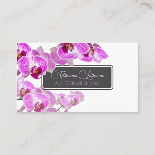 Bindende orchidee-bloemmonogram QR-code Visitekaartje (Voorkant)