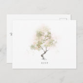 Bindende RSVP - Minimale moderne groene Waterverf Uitnodiging Briefkaart (Voorkant / Achterkant)