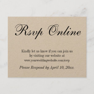 Bindende RSVP Online Eenvoudig elegant Kraft Paper Informatiekaartje