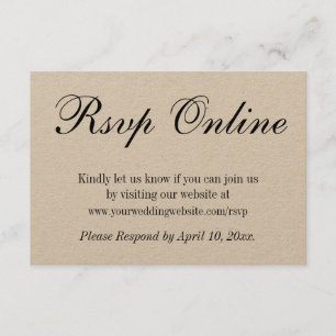 Bindende RSVP Online Eenvoudig elegant Kraft Paper Informatiekaartje