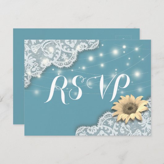 Bindende RSVP-reactie Zonnebloemen en tekenvellen Uitnodiging Briefkaart (Voorkant / Achterkant)