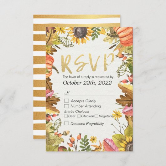 Bindende RSVP Reply Autumn Maple Herfst Leaf Pumpk (Voorkant / Achterkant)