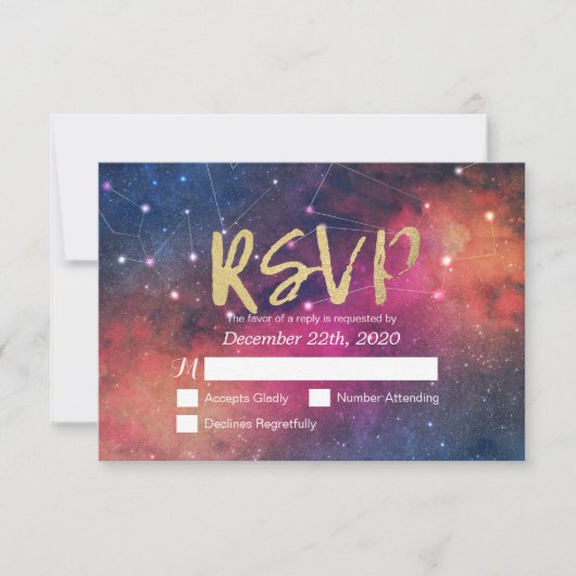 Bindende RSVP Reply Galaxy Nebula Constellations (Voorkant)