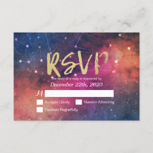 Bindende RSVP Reply Galaxy Nebula Constellations Kaartje