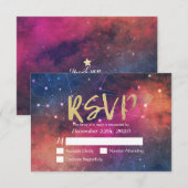 Bindende RSVP Reply Galaxy Nebula Constellations Kaartje (Voorkant / Achterkant)