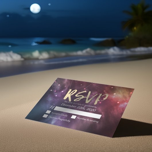 Bindende RSVP Reply Galaxy Nebula Constellations Kaartje