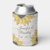 Bindende Rustic White Wood Chic Yellow Sunflower Blikjeskoeler (Blikje Voorkant)