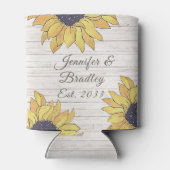 Bindende Rustic White Wood Chic Yellow Sunflower Blikjeskoeler (Achterkant)