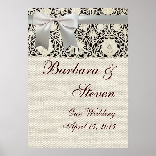 Bindende witte kant en linen poster (Voorkant)