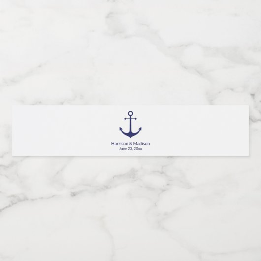 Bindende zeemansjager blauw-witte elegant waterfles etiket (Enkel label)