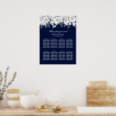 Bindende Zitenkaart Witte bloem sakurblauw Poster (Keuken)