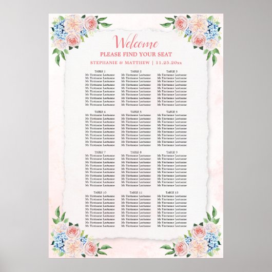 Bindende zitplaats Hydrangea Pink Floral Poster (Voorkant)