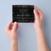 Bindende zwarte roos goudglitter budget spaardatum flyer (Hand)