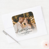 Bindfotokalligrafie-script foto Foto bedankt C Vierkante Sticker (Envelop)