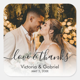 Bindfotokalligrafie-script foto Foto bedankt C Vierkante Sticker