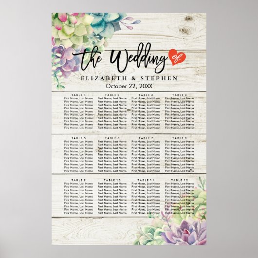 Bindgatenkaart Succulente Planten Rustisch hout Poster (Voorkant)