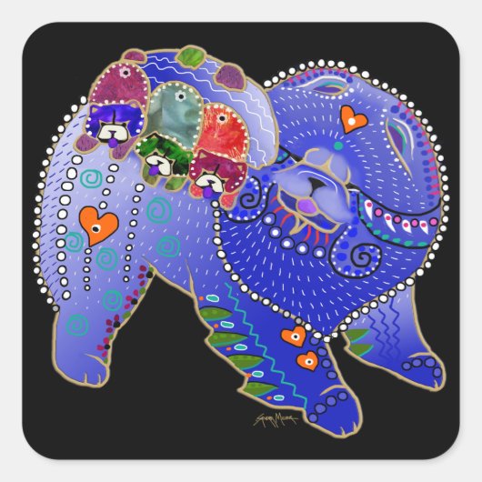 BINDI CHOW FAMILIE vierkante stickers (Voorkant)