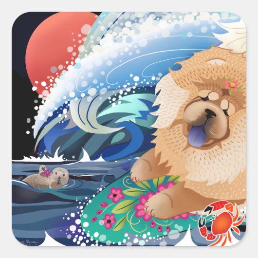BINDI CHOWABUNGA - Chow surfer autocollants (Devant)