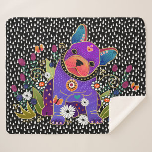 BINDI FRENCH BULLDOG sherpa blanket 3 maten Deken