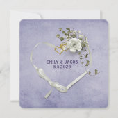 Bindlint en ringen met rozenbouquet kaart (Voorkant)