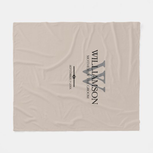 Bindmoeder van het Groom Gift Monogram script Fleece Deken (Voorkant (Horizontaal))