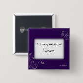 Bindnaamlabel - Puple vines Vierkante Button 5,1 Cm (Voorkant /achterkant)