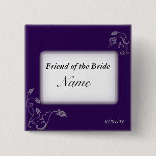 Bindnaamlabel - Puple vines Vierkante Button 5,1 Cm