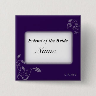 Bindnaamlabel - Puple vines Vierkante Button 5,1 Cm