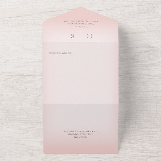 Bindringers Moderne Blush roze QR-code All In One Uitnodiging (Buitenkant)
