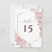 Bindroze bruinkroze GoldenTable Number RSVP Kaartje (Voorkant)