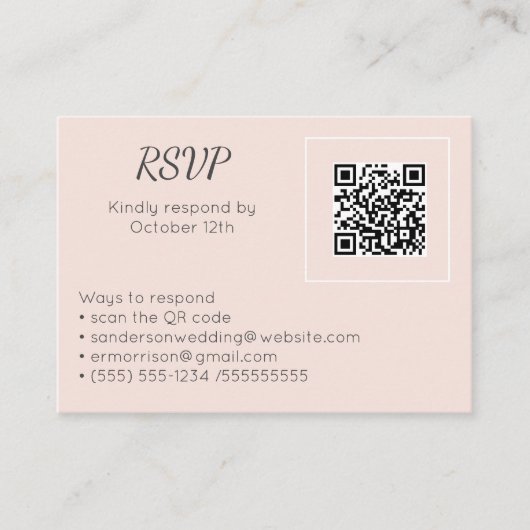 Bindroze RSVP Online QR Code Foto Informatiekaartje (Voorkant)