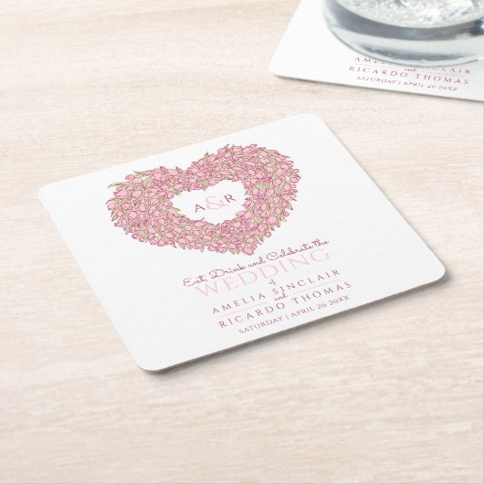 Bindroze tulp hardebiet inkttekening vierkante kartonnen onderzetter (Schuin)