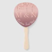 Bindtekst Roos Gold Blush Glitter Hand Fan Handwaaier (Voorkant)