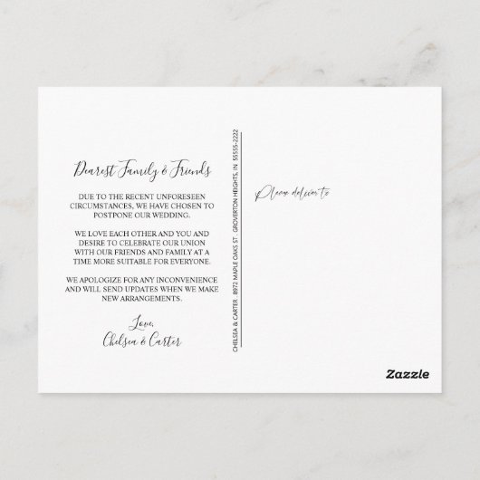 Bindverandering van plannen Moderne Script-foto Briefkaart (Achterkant)