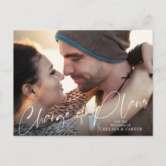 Bindverandering van plannen Moderne Script-foto Briefkaart (Voorkant)