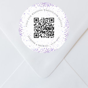 Bindwebsite QR code details rsvp violet white Ronde Sticker