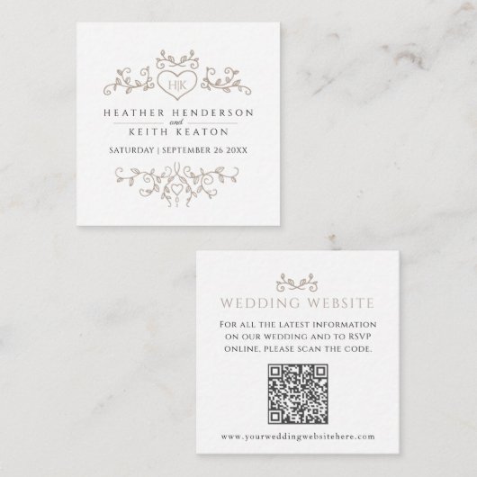 Bindwebsite QR code hartblad monogram Informatiekaartje (Voorkant / Achterkant)