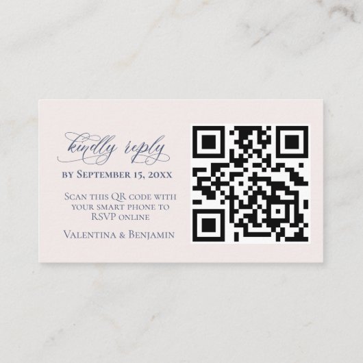 Bindwebsite RSVP online QR code Stusty blue Informatiekaartje (Achterkant)