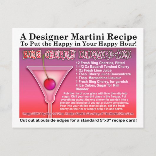 Bing Cherry Daiquiri Martini Recipe Briefkaart (Voorkant)