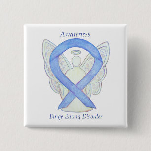 Binge Eetstoornis Bewustmaking Ribbon Angel Pin Vierkante Button 5,1 Cm